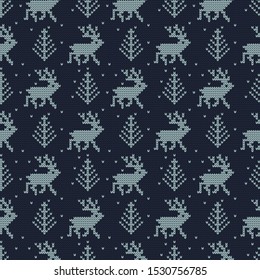 Knitted winter vector seamless decorative pattern