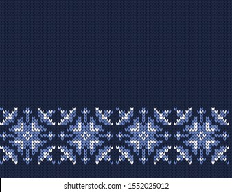 Knitted winter vector seamless decorative pattern snowflakes for Christmas design