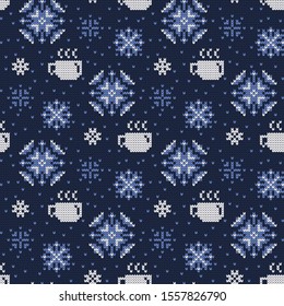 Knitted winter vector seamless decorative pattern