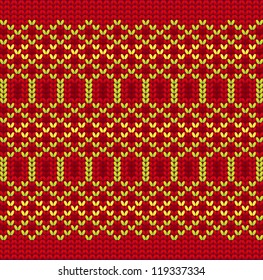 Knitted wool pattern background, vector illustration
