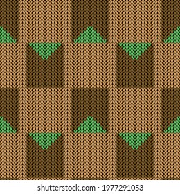 Knitted wool seamless texture pattern. Vector illustration  Colors: Whiskey Sour, Raw Umber, Malachite