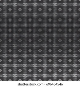 Knitted Wool Sweater Pattern Vector Imitation. Seamless Background with Shades of Gray Colors