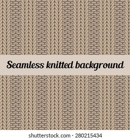 Knitted wool vector background imitating ribbing fabric. Abstract seamless pattern.