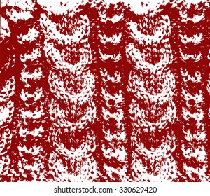 Knitted woolen texture braids red and white vector