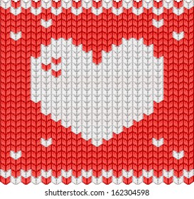 Knitted woolen vector heart 