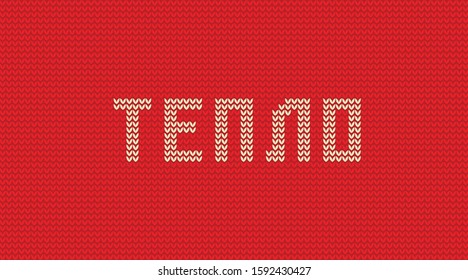 Knitted words on the red background