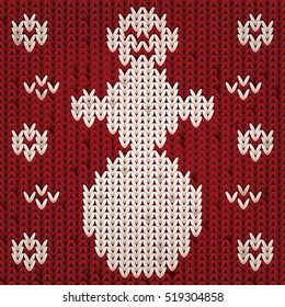 Knitted xmas snowman, vector illustration