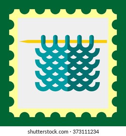 Knitted yarn on needle