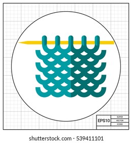 Knitted yarn on needle
