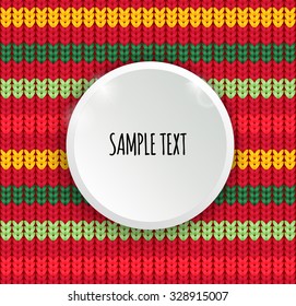 Knitter seamless pattern with place for text. White Blank Button. Colorful texture, vector background. Retro seamless pattern with pink and green colors.