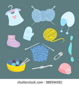 knitting for babies set. vector illustration