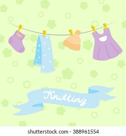 knitting for babies set. vector illustration