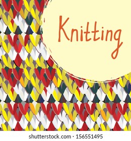 Knitting background with frame hand drawn design