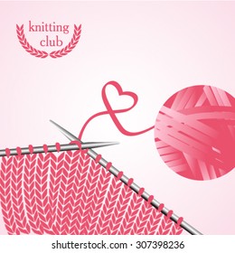 Knitting background, hobby concept, 2d vector, eps 8