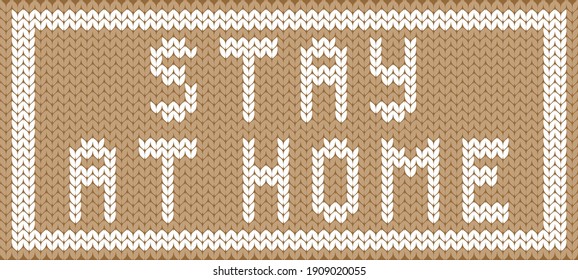 Knitting background, icon. Stay at home. Covid-19, coronavirus. Vector illustration.