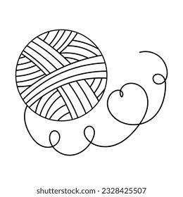 Knitterball. Vektorgrafik im Doodle-Stil. Symbol, Logo, Druck, Postkarte, Sublimation, Aufkleber, Clipkunst. Element zum Thema Nadelarbeit, Gewinde, Garn