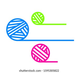 Knitting. Balls of yarn on a white background. Vector illustration.