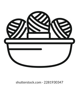 Knitting basket icon outline vector. Wool knit. Scarf yarn