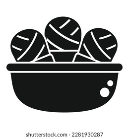 Knitting basket icon simple vector. Wool knit. Scarf yarn