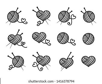 Knitting, beautiful vector icon set