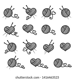 Knitting, beautiful vector icon set