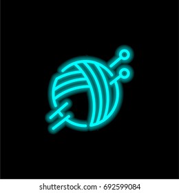 Knitting blue glowing neon ui ux icon. Glowing sign logo vector