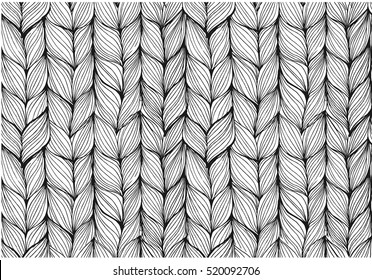 Knitting braids seamless pattern. Vector illustration