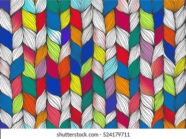 Knitting braids seamless pattern. Vector illustration