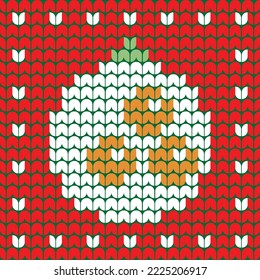 knitting Christmas light bulb on Red  background Digital vector Design For Print border sweater decor  Seamless Pattern 