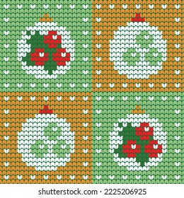 knitting Christmas  light bulb on Green and Yellow background Digital vector Design For Print border sweater decor Seamless Pattern 