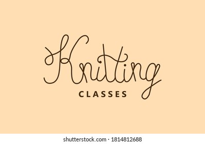 Knitting-Klassen handgeschriebene Schrift. Vektordesign für Banner, Poster, Website