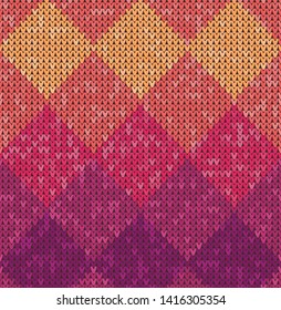 Knitting classic geometric pattern. Knitted realistic seamless background, texture. Vector seamless background for banner, site, greeting card, wallpaper. Vector Illustration.