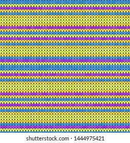 Knitting classic geometric pattern. Knitted realistic seamless background, texture. Vector seamless background for banner, site, greeting card, wallpaper. Vector Illustration.