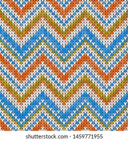 Knitting classic geometric pattern. Knitted realistic seamless background, texture. Vector seamless background for banner, site, greeting card, wallpaper. Vector Illustration.