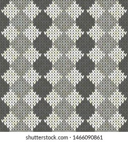 Knitting classic geometric pattern. Knitted realistic seamless background, texture. Vector seamless background for banner, site, greeting card, wallpaper. Vector Illustration.