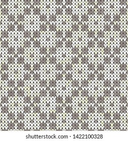 Knitting classic vintage geometric pattern. Knitted realistic ethnic seamless background, texture. Vector national seamless background for banner, site, greeting card, wallpaper. Vector Illustration.