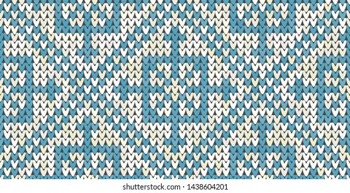 Knitting classic vintage geometric pattern. Knitted realistic ethnic seamless background, texture. Vector national seamless background for banner, site, greeting card, wallpaper. Vector Illustration.