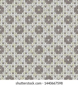 Knitting classic vintage geometric pattern. Knitted realistic ethnic seamless background, texture. Vector national seamless background for banner, site, greeting card, wallpaper. Vector Illustration.