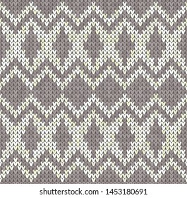 Knitting classic vintage geometric pattern. Knitted realistic ethnic seamless background, texture. Vector national seamless background for banner, site, greeting card, wallpaper. Vector Illustration.
