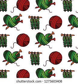 Knitting, crochet, hand made line icons set. Knitting needle, hook, scarf, socks, pattern, wool skeins and other DIY equipment. Linear signs set, logos with editable stroke for yarn or tailor store