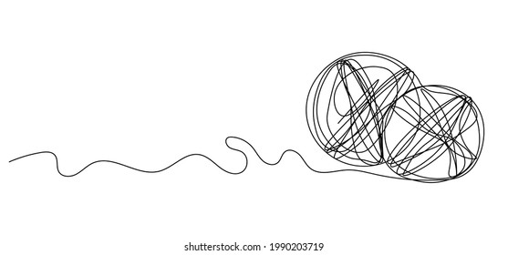 Knitting Day. A continuous line. Vector illustration drawn with a single line.