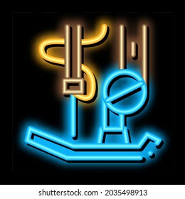 Knitting Detail neon light sign vector. Glowing bright icon Knitting Detail sign. transparent symbol illustration