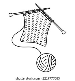 Symbol für die Beschneidung, Strickpullover mit Garnball, Konzept für handgefertigte Kleidung, Vektorgrafiken für modische Nadelarbeit, einzelne Skizzenklammer auf weißem Hintergrund