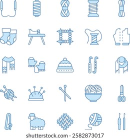 Knitting Duotone Vector Icons Pack