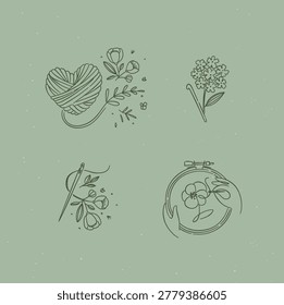 Knitting elements crochet heart