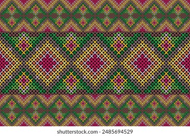 knitting elements with an ethnic pattern, Seamless pattern, Crochet, crafts embroidery. 