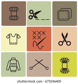 Knitting and embroidering icons