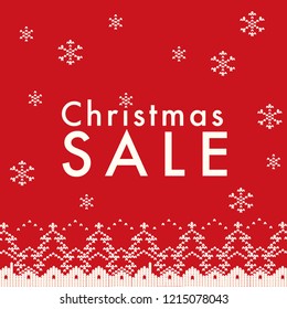 knitting fabric of Christmas landscape background. Christmas sale poster