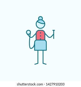 knitting field outline with red element icon
