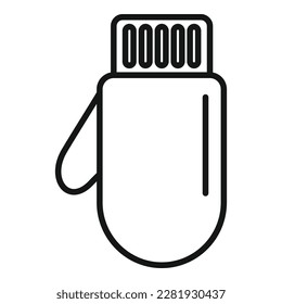 Vector de contorno de icono de guante de punto. Cuchillo de lana. Tela de tela